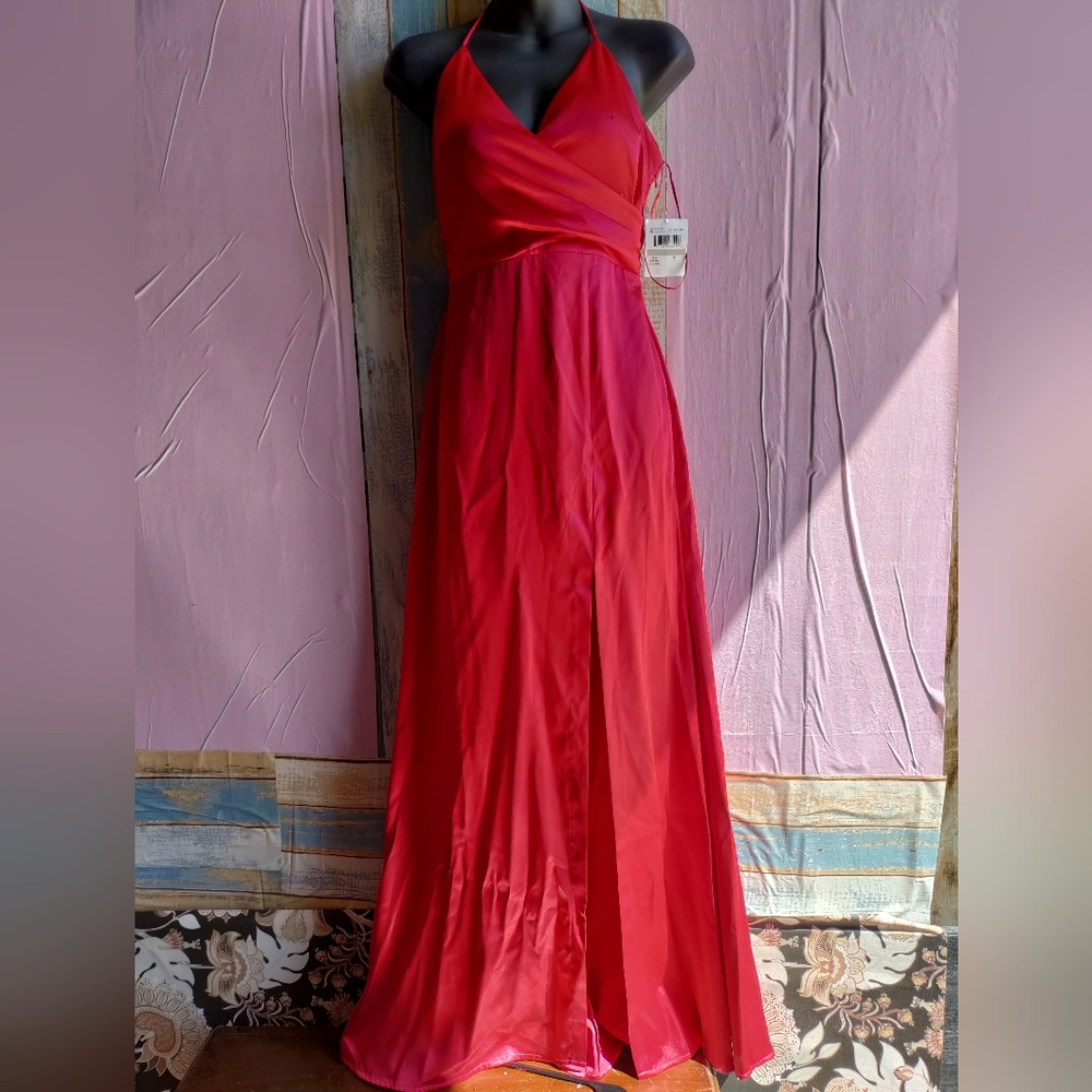 Elegant Red Halter Dress